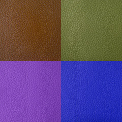 Fototapeta premium Set of leather texture lilac, blue, green, brown color
