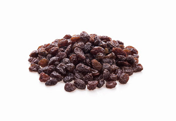 dried raisins isolated on white