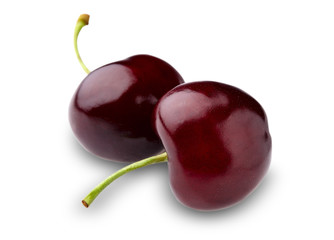 Sweet cherry berries isolated on white background cutout
