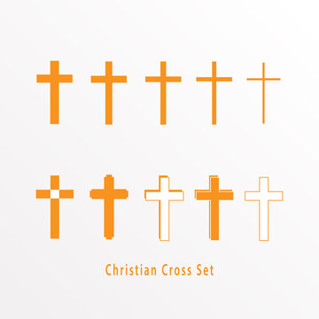 Set of Christian cross icon.