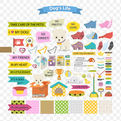 Dog and care vector cartoon element illustration