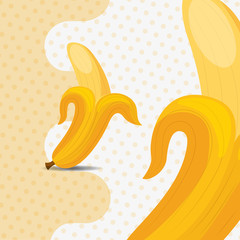 fresh fruit natural bananas on dots background vector illustration