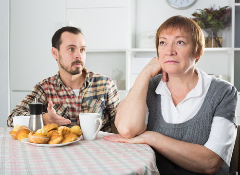 Elderly mother resents her son