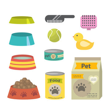 Pet care accessories isolated on a white
