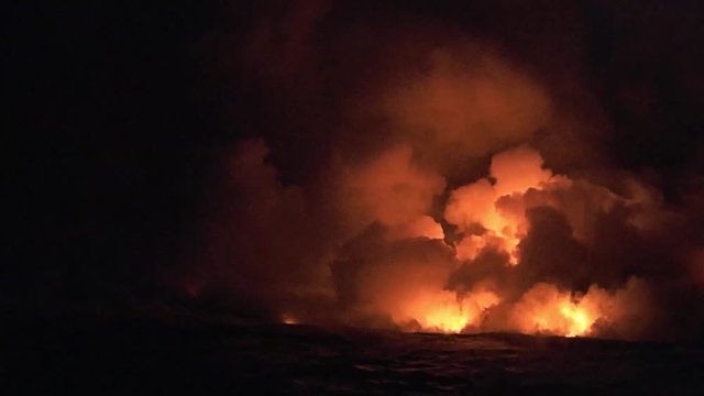 Activated volcano in Hawaii