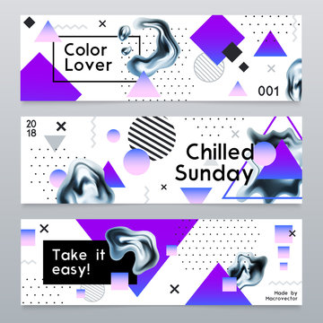 Abstract Banners With Chrome Elements