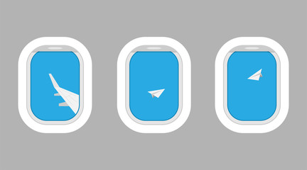 Airplane windows for your design. Flat web vector banner