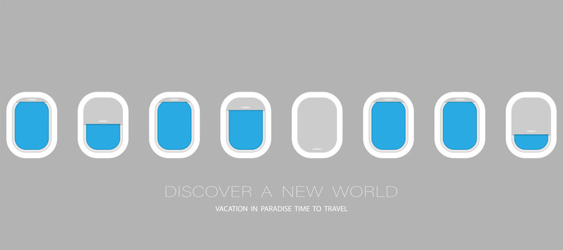 Airplane windows for your design. Flat web vector banner