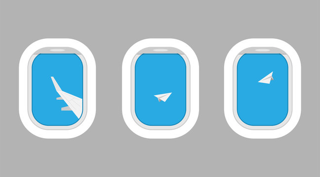 Airplane windows for your design. Flat web vector banner