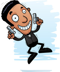 Cartoon Black Spy Jumping