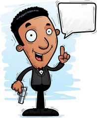 Cartoon Black Spy Talking