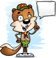 Cartoon Female Squirrel Scout Talking - obrazy, fototapety, plakaty