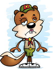 Sad Cartoon Female Squirrel Scout