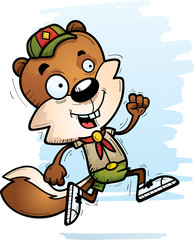 Cartoon Male Squirrel Scout Running