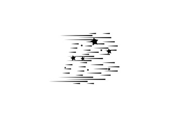 Isolated speed lines and star. The effect of movement to your design. Black lines on a transparent background.The flying particles.vector illustration.The movement forward