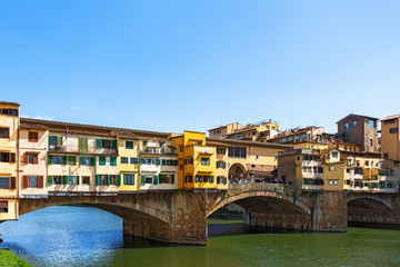 View of the famous Ponte Vecchio bridge in Florence