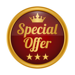 Special offer label on white background.