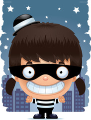 Smiling Cartoon Girl Burglar