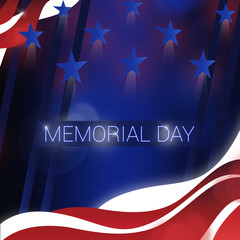 United States Patriotic background in flag colors with the text Memorial Day 

