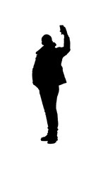 Graphic Human Silhouette Taking a Selfie