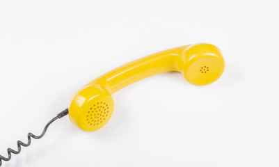 Hand Retro Gelb Telefonhörer
