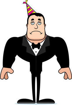 tired man wearing party hat and tuxedo clip art preview