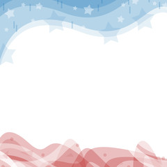 A header footer illustration of United States Patriotic background in flag colors with a blank white space - obrazy, fototapety, plakaty
