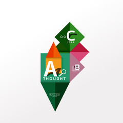 Geometric infographic banner, paper info diagram created with color shapes