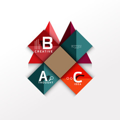 Geometric infographic banner, paper info diagram created with color shapes