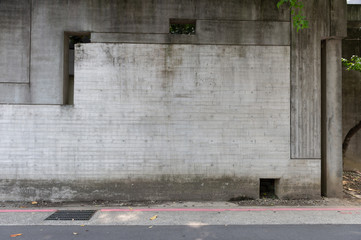 street wall background ,Industrial background, empty grunge urban street with warehouse brick wall