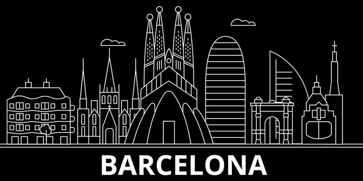 minimalist barcelona skyline black and white color block  Poster for Sale  by neopop