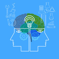  Left and right side.Creative concept of the human brain.