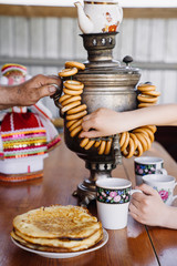  traditional Russian tea with a samovar