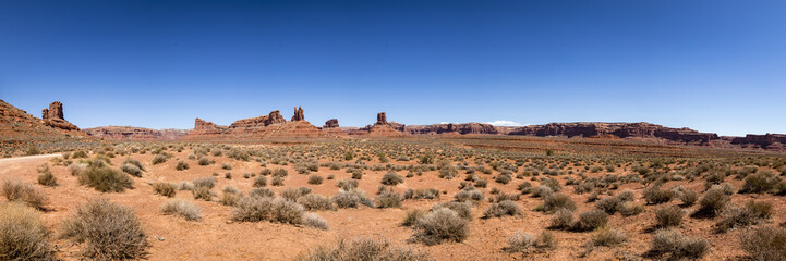 Fototapeta na wymiar panoramic view of the valley of the gods in utah on a bright clear spring day