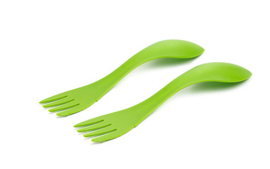 plastic fork spoon isolated