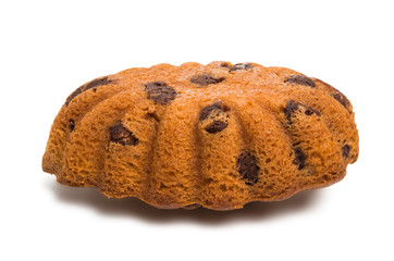 cupcake with chocolate drops isolated