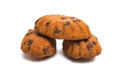 cupcake with chocolate drops isolated