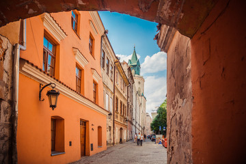 Street in Lublin, Poland - obrazy, fototapety, plakaty