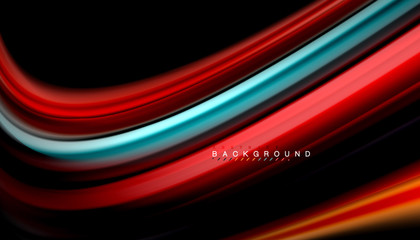 Fluid mixing colors, vector wave abstract background