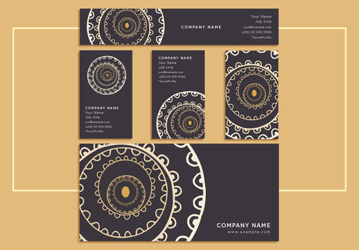 Business Identity Layout Set with Spiral Design Elements