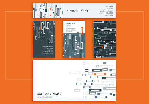 Business Identity Layout Set with Repeating Rectangular Design Elements