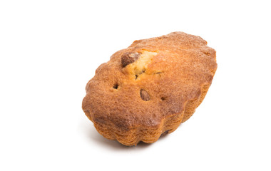 cupcake with chocolate drops isolated