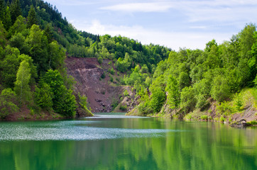 Fototapeta premium Lake made on place of quarry