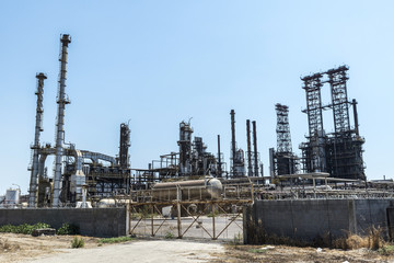 Fototapeta na wymiar Abandoned oil refinery in Gela, Sicily, Italy