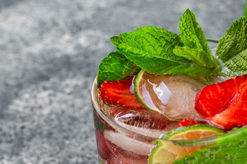 A beautiful refreshing drink. Strawberry Mojito.