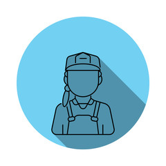 construction worker woman avatar icon. Elements of avatar in flat blue colored icon. Premium quality graphic design icon. Simple icon for websites, web design, mobile app