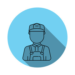 construction worker man avatar icon. Elements of avatar in flat blue colored icon. Premium quality graphic design icon. Simple icon for websites, web design, mobile app