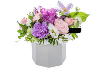 Naklejka na ściany i meble Fresh, lush bouquet of colorful flowers, isolated on white background