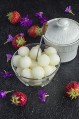 melon and strawberries