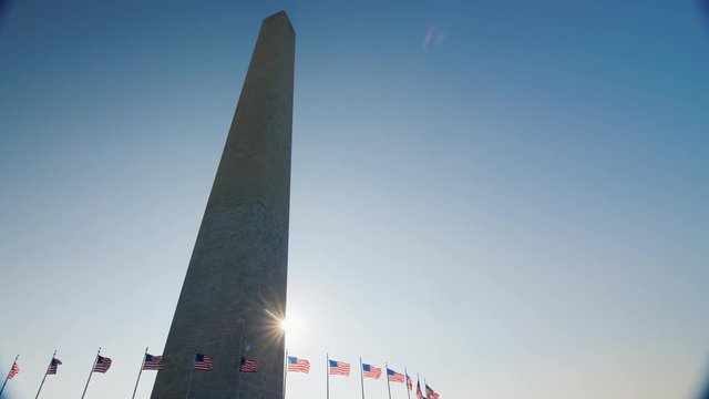 Sunlight shines because of the Washington Monument, DC.